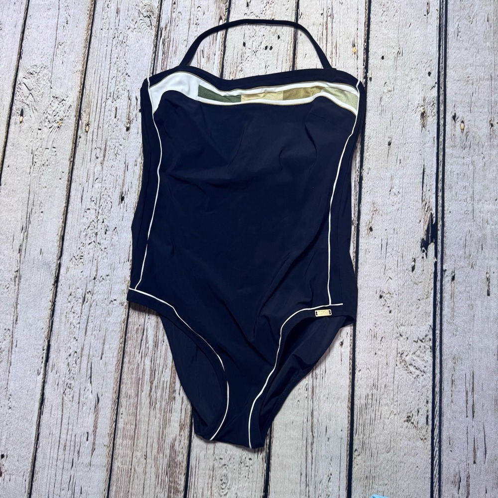 Maryan Mehlhorn Black High Back One Piece Swimsuit US14‎ UK16